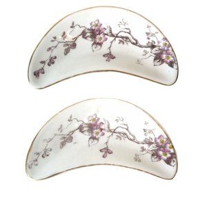 Vintage Bone Dish Set Austrian Karlsbad BBD Cherry Blossom 7" x 3.25" Porcelain